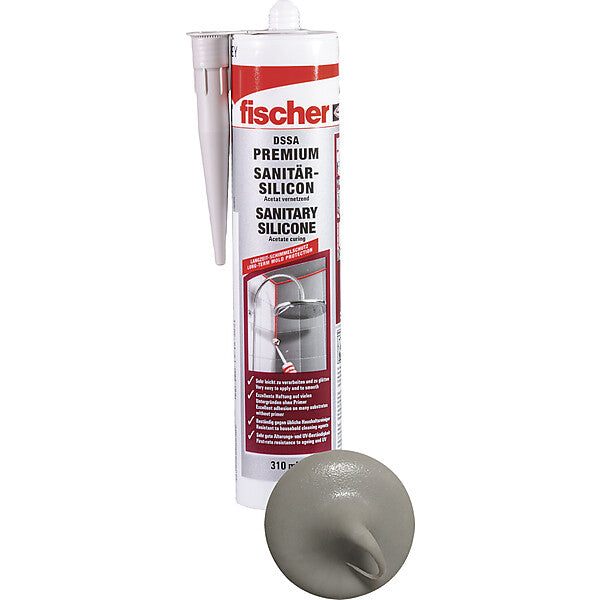 fischer Sanitärsilicon 310ml sanitärgrau C18 DSSA SAG